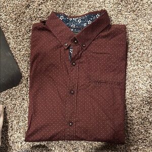 7 Diamonds Maroon Dot Dress Shirt